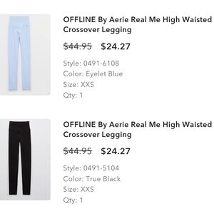 Aerie Real Me High Waisted Crossover Legging - Eyelet Blue and True Black